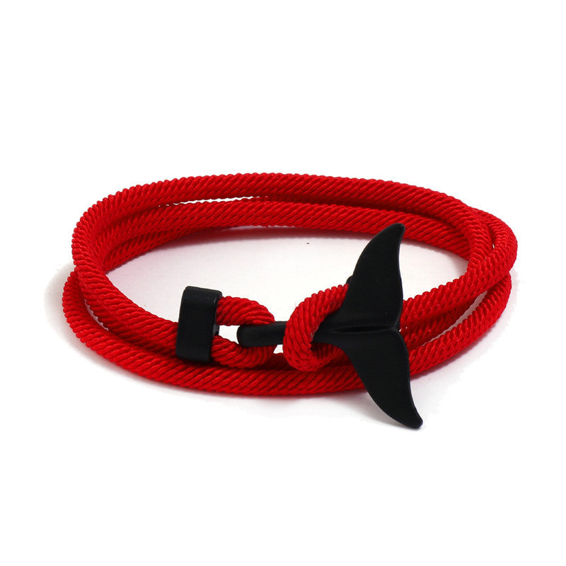 Women's & Men's & Ocean Series Boat Anchor Style Whale Tail Braided Rope Bracelets