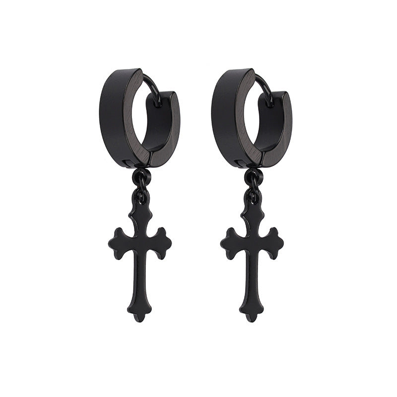 Men's Titanium Steel Stainless Personality Cross Niche Rings