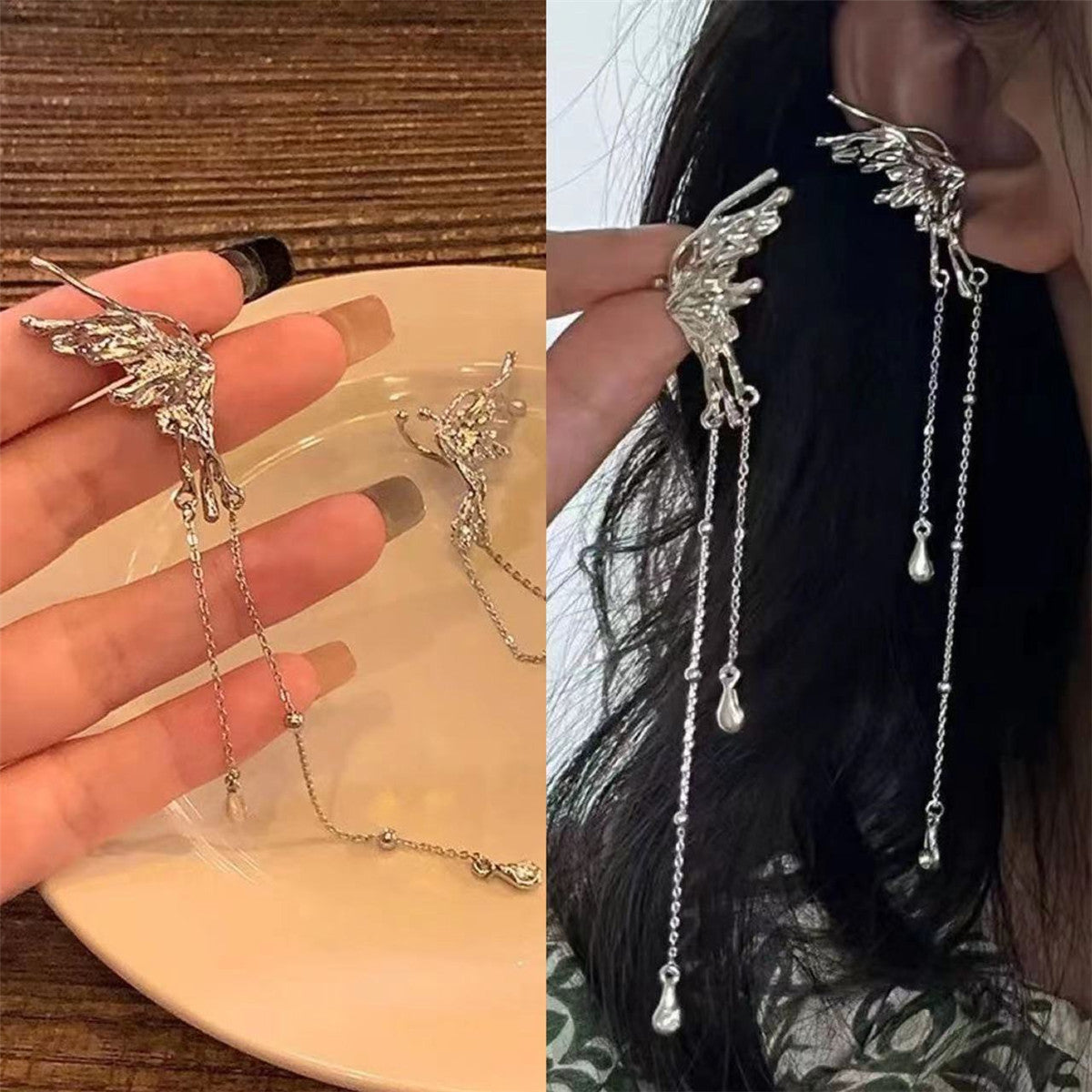 Wings Super Elf Butterfly Tassel Bone High Ear Clip