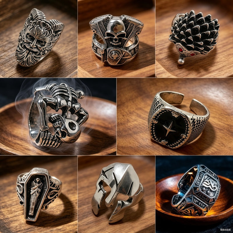 Men's Domineering Fashion Retro Devil's Eye Punk Single Ring
