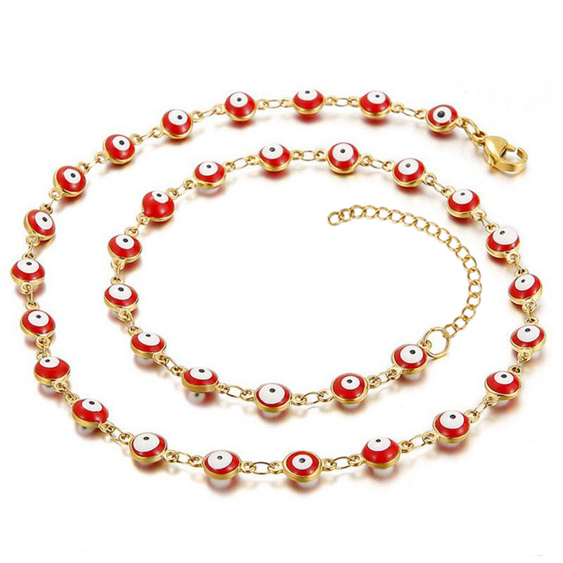 Women's Turkish Evil Eye Color Matching Stainless Necklaces