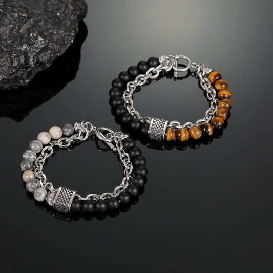 Men's Titanium Steel Hand Jewelry Double Layer Rattlesnake Bracelets