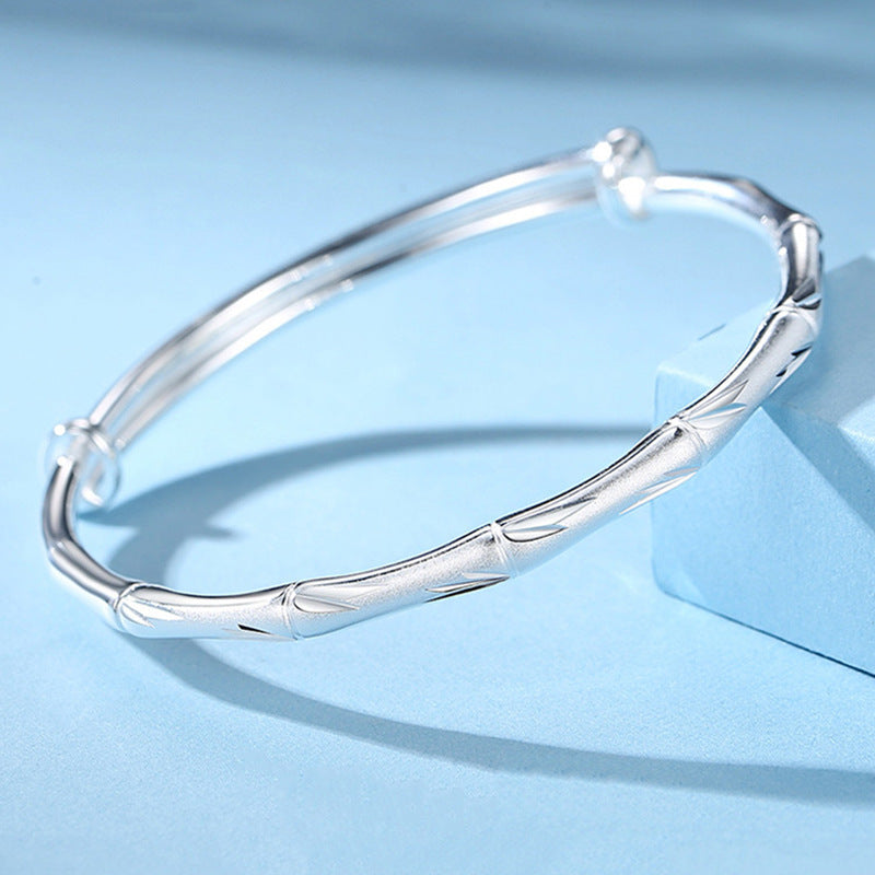 Women's Style Sandblasted Bamboo Simple Light Presages Safety Solid Push Bracelets