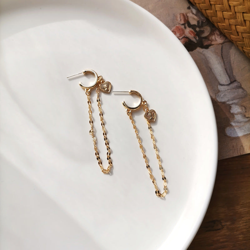 Tassel Metal Simple Small Shaped Female Earrings