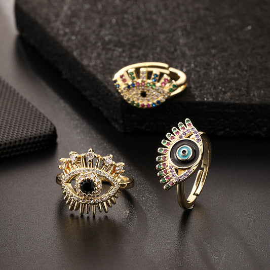 Fashion Personalized Minority Zircon Color Dripping Oil Rings