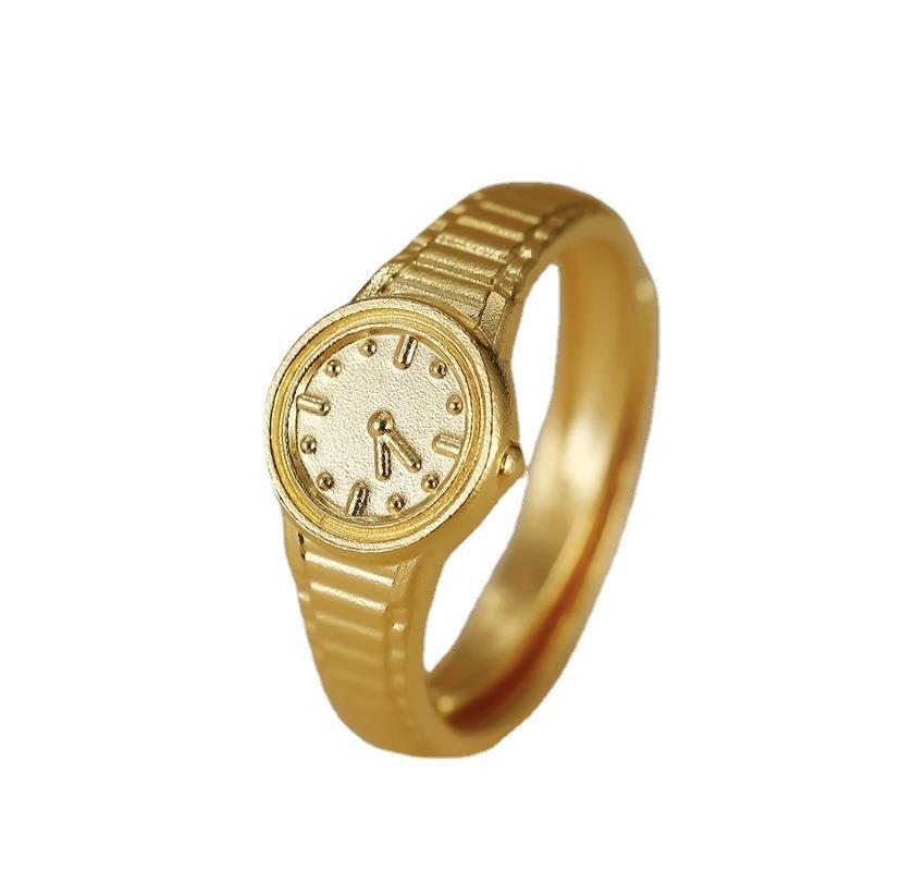 Clock Confession Golden Watch Female Plated Rings