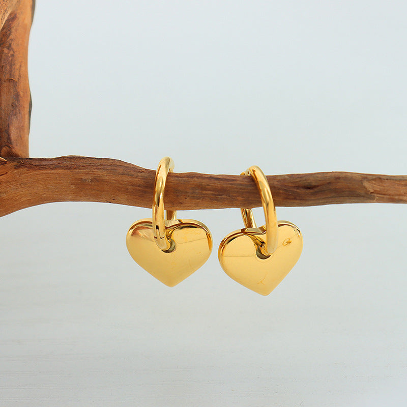 Elegant Heart Shaped Love Metal Good Texture Personality Shell Titanium Earrings
