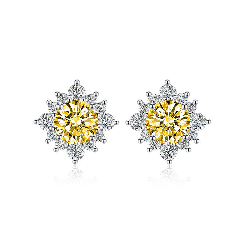 Boucles d'oreilles colorées à la mode pour femmes, Moissanite, fleur de soleil