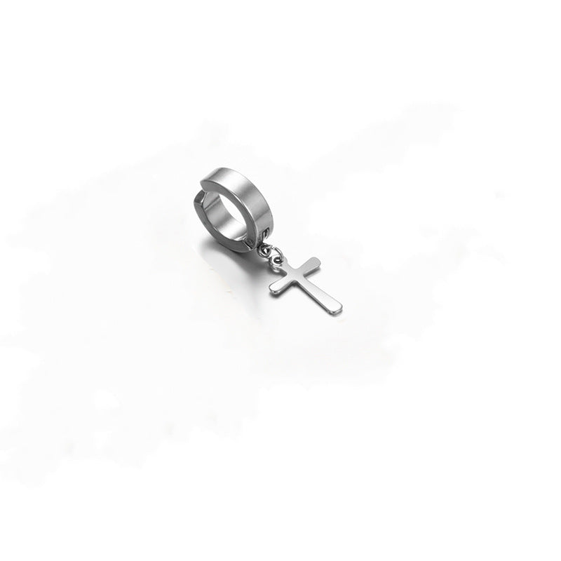 Stainless Steel Cross Golden Trend Fashion Eardrop Ear Clip