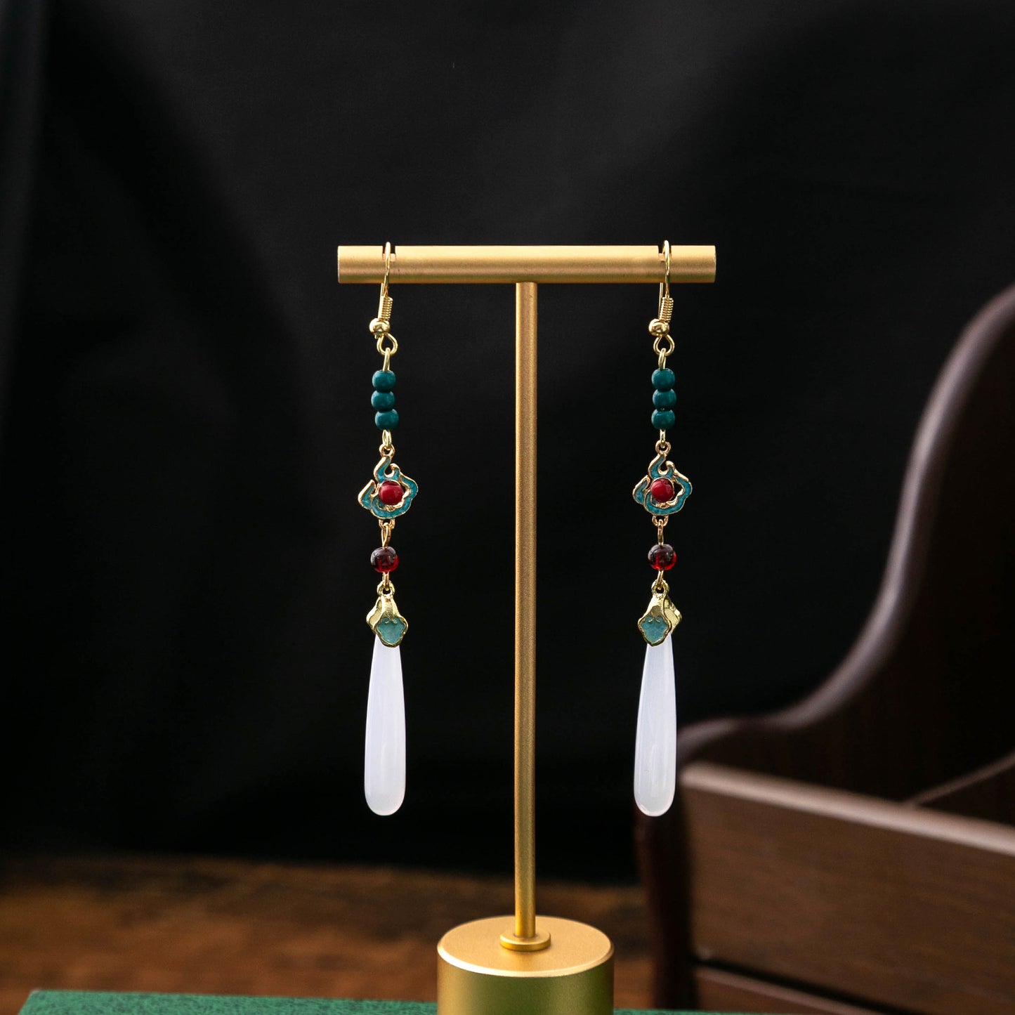 Selection Of Chinese Ancient Style Beaded Long Fringe National Hollow Earrings
