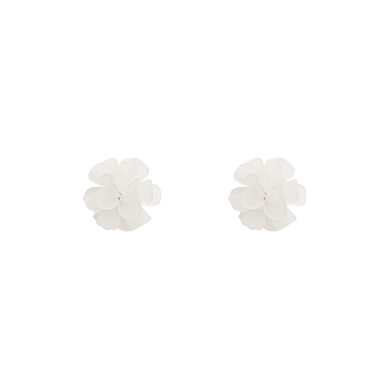 Boucles d'oreilles froides personnalisées à la mode d'été à fleurs blanches pour femmes