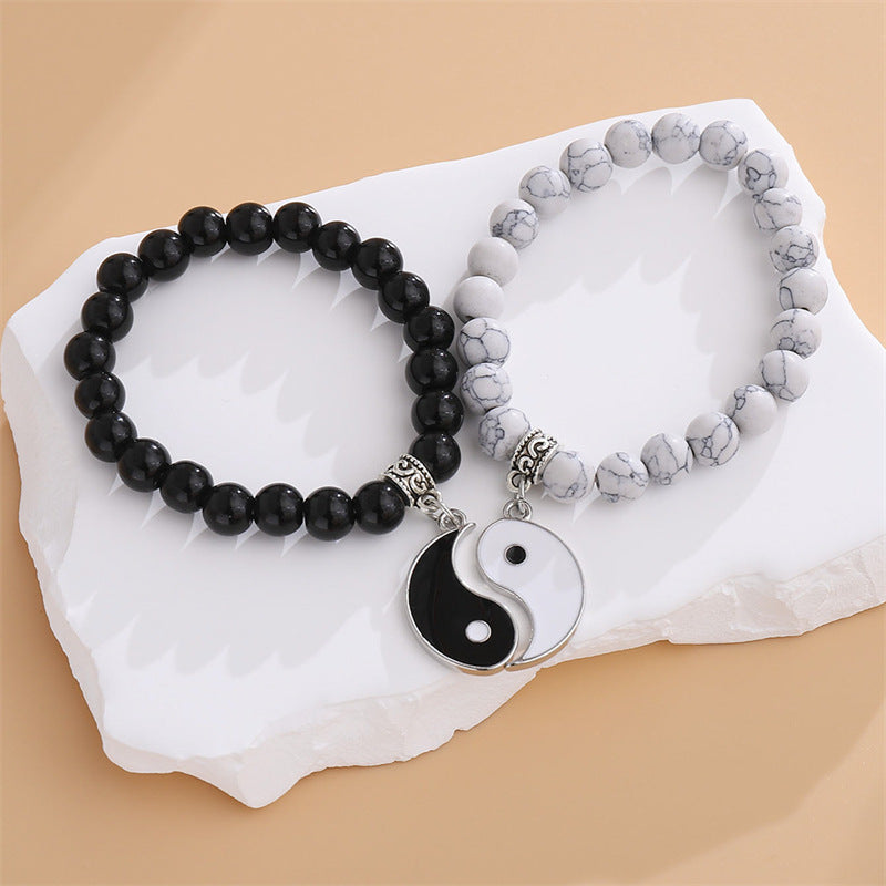 Bracelets d'amis de couple ronds Yin et Yang Gossip