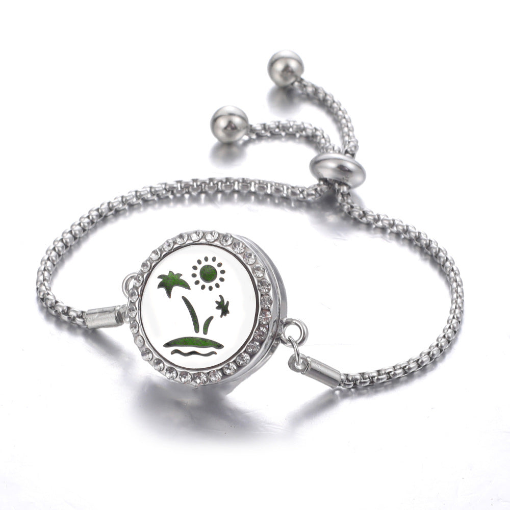Steel Hollow Oil Lucky Tree Open Box Bracelet