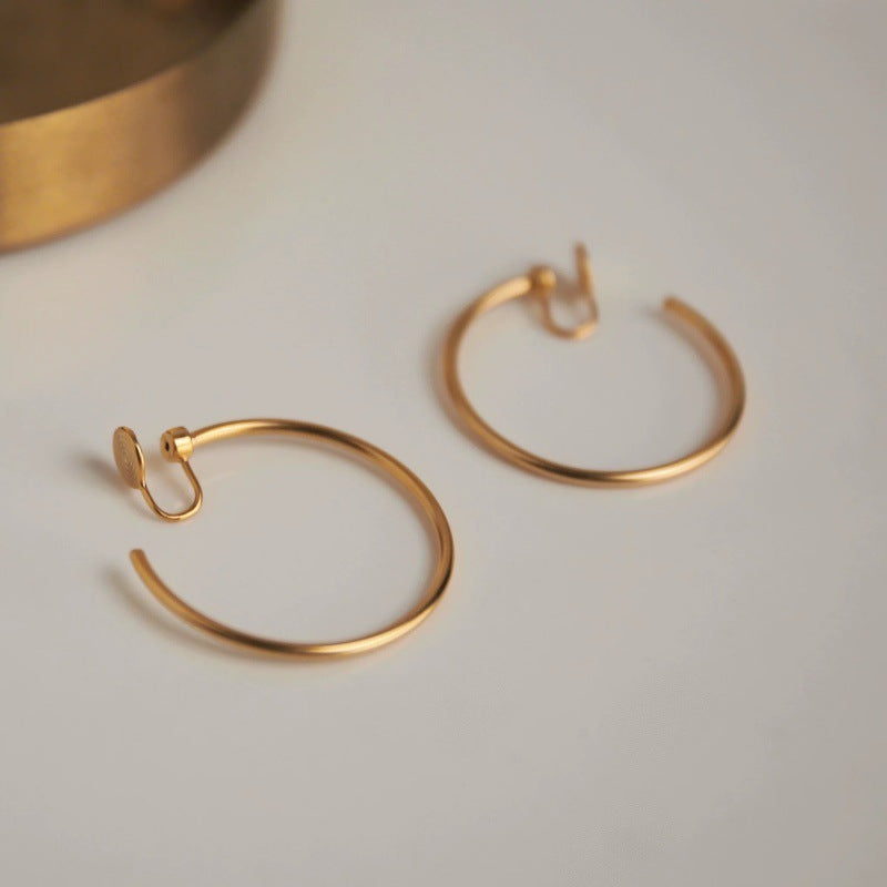 Women's Real Gold Matte Big Circle Mosquito Coil Earrings