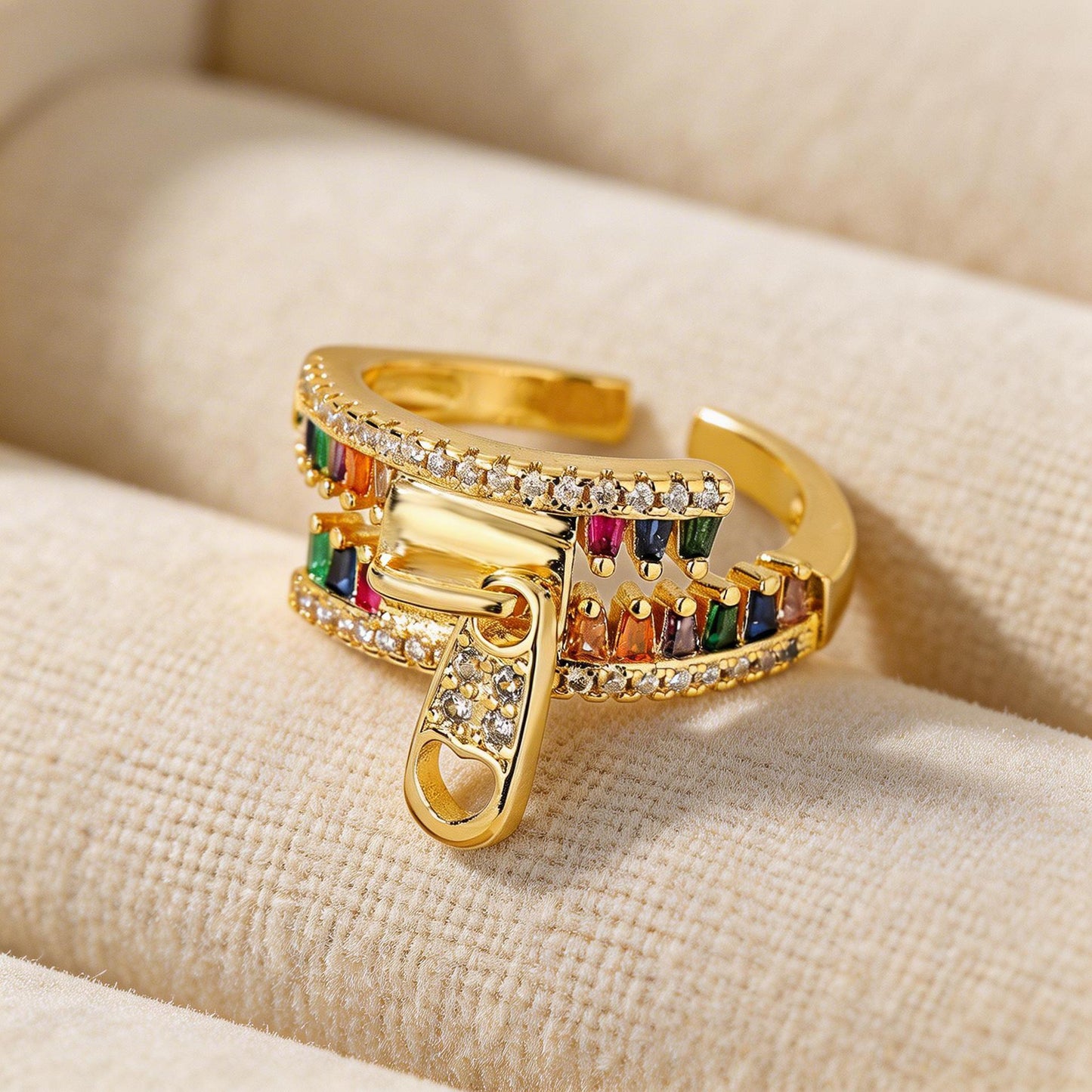 Korean Zircon Female Gold-plated Stylish Opening Niche Ring