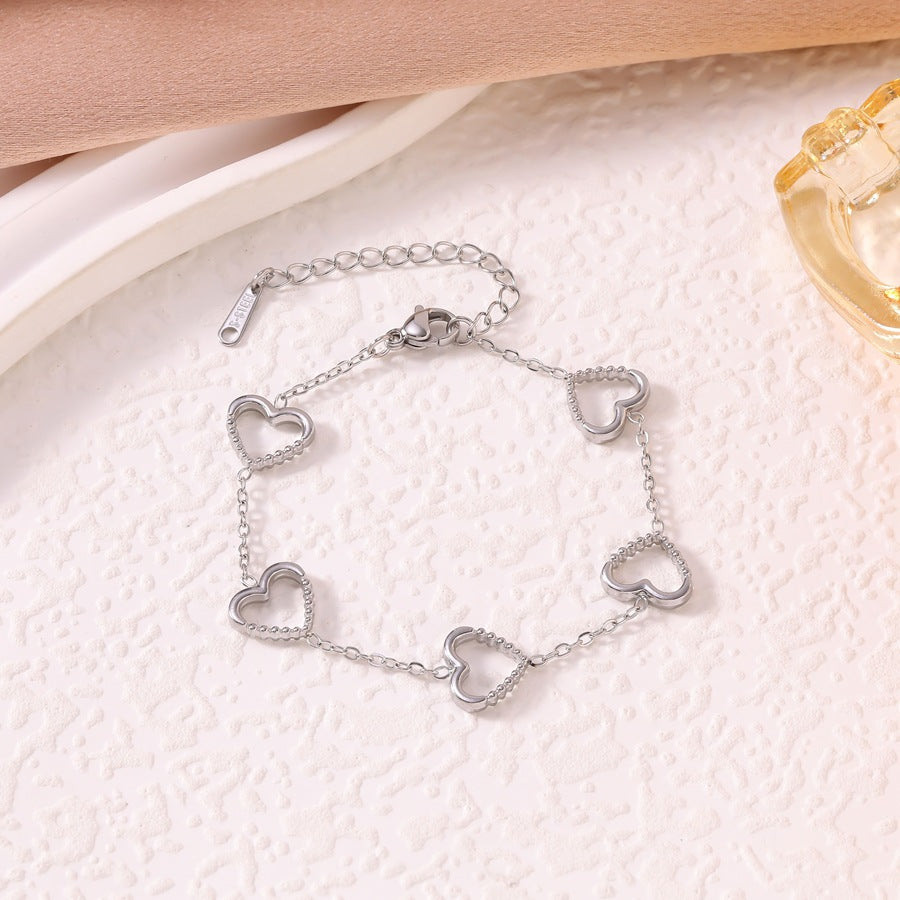 Women's Affordable Luxury Style Hollow Heart-shaped Stainless Steel Jewelry Set