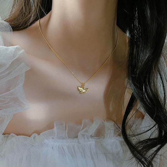 Leaf Pendant Clavicle Chain Gold Titanium Necklaces