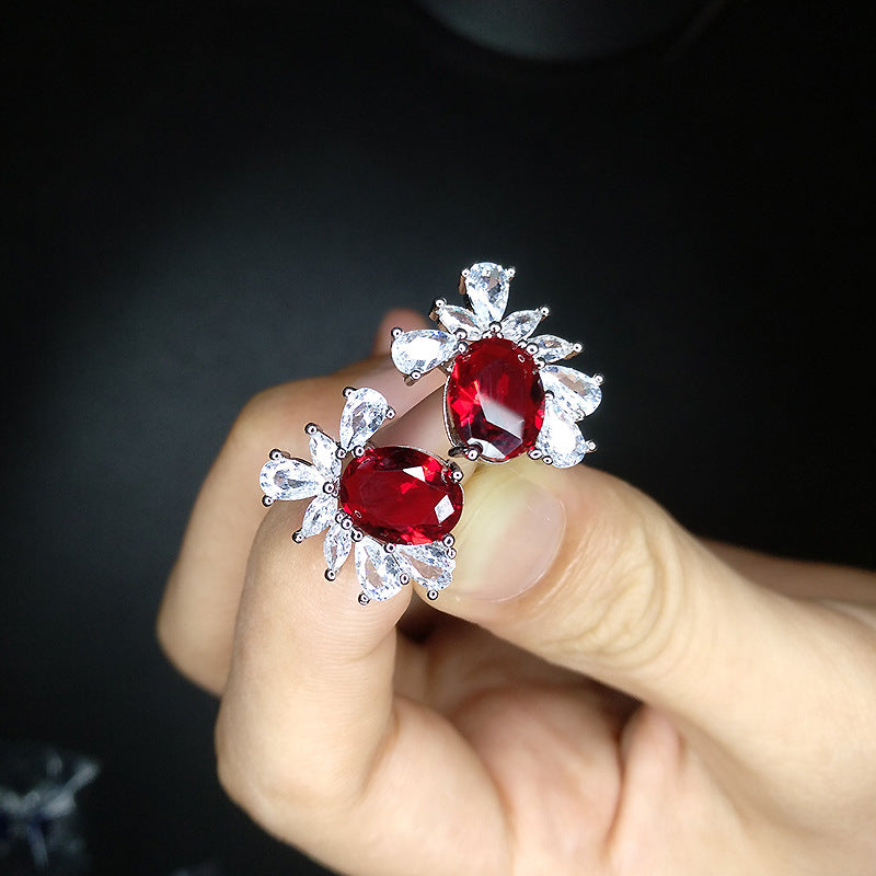 Women's Broadcast High-grade Pigeon Blood Red Artificial Rings