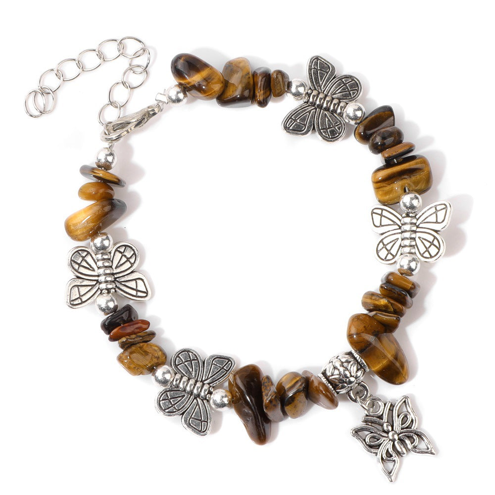 Bracelets en gravier et papillon vintage pour femmes et hommes