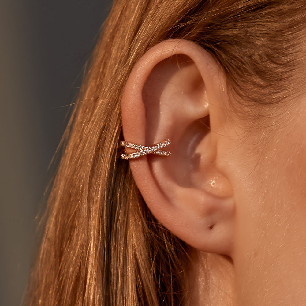 Simplicity Diamond Cross Temperamental Cold Style Simple Single Without Ear Clip