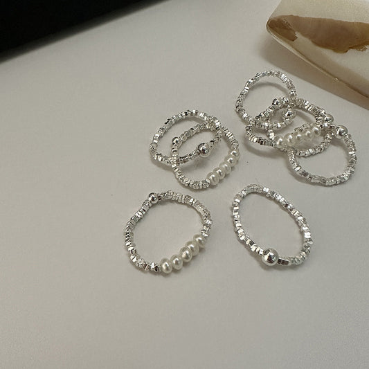 Bagues en argent sterling, petits morceaux de perles