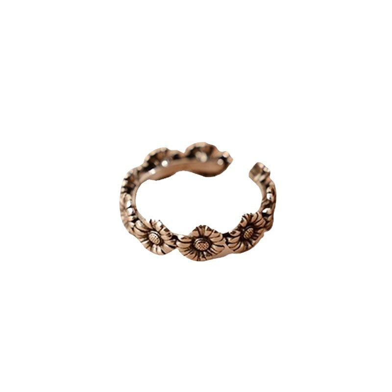 Spring Retro Little Daisy Female Fashion Personality Chrysanthemum Open Rings
