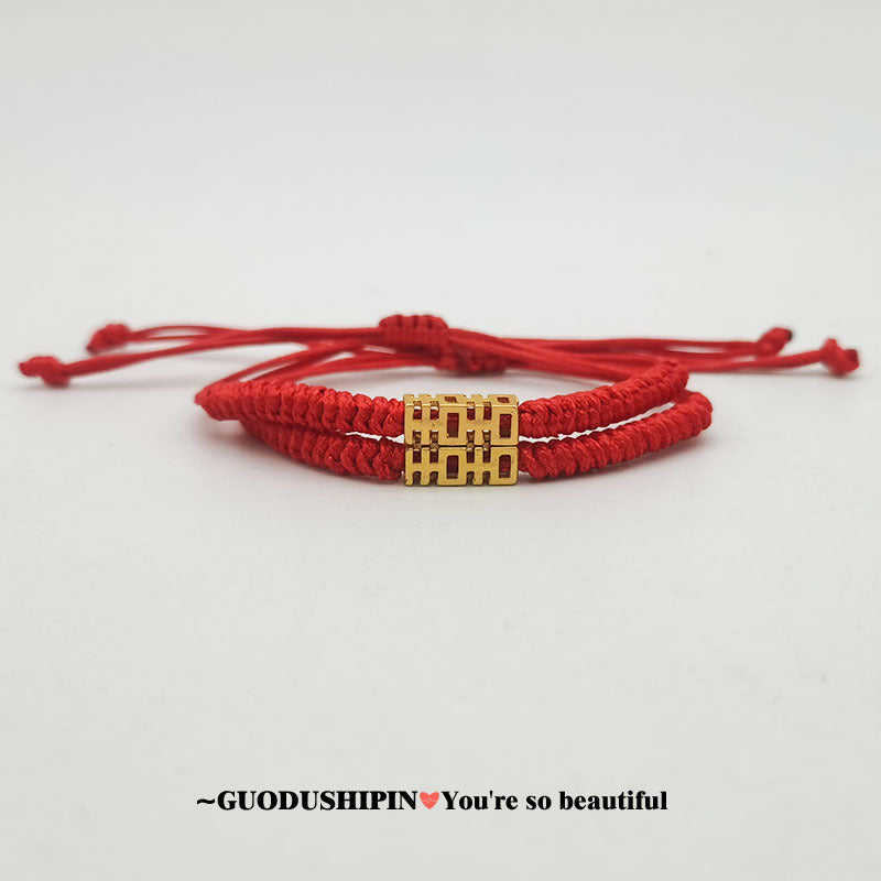 Chinese Style Creative Character Xi Festive Ethnic Golden Hollow Bracelets