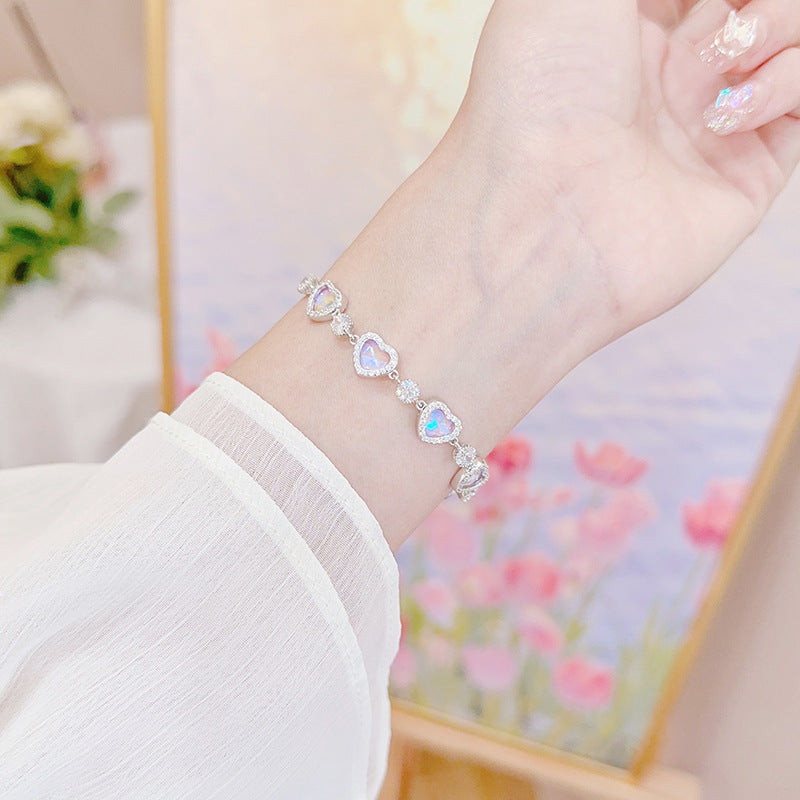 Bracelets de luxe en argent sterling pour femme Aurora Heart Light