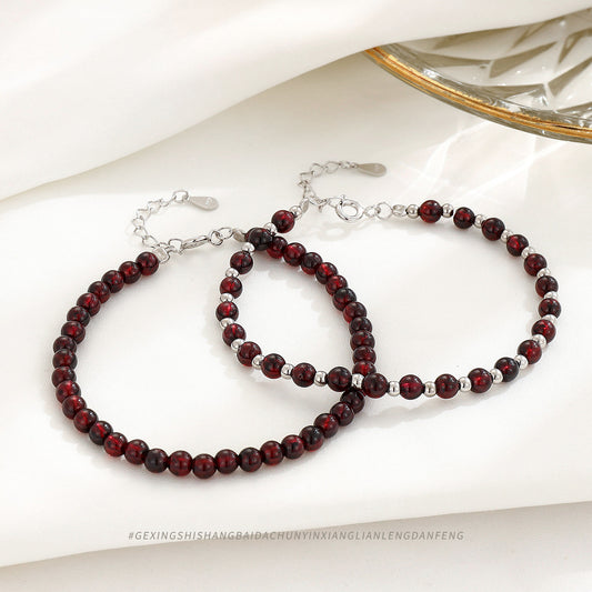 Women's Garnet Sliver Beads Niche Temperament Ornament Bracelets