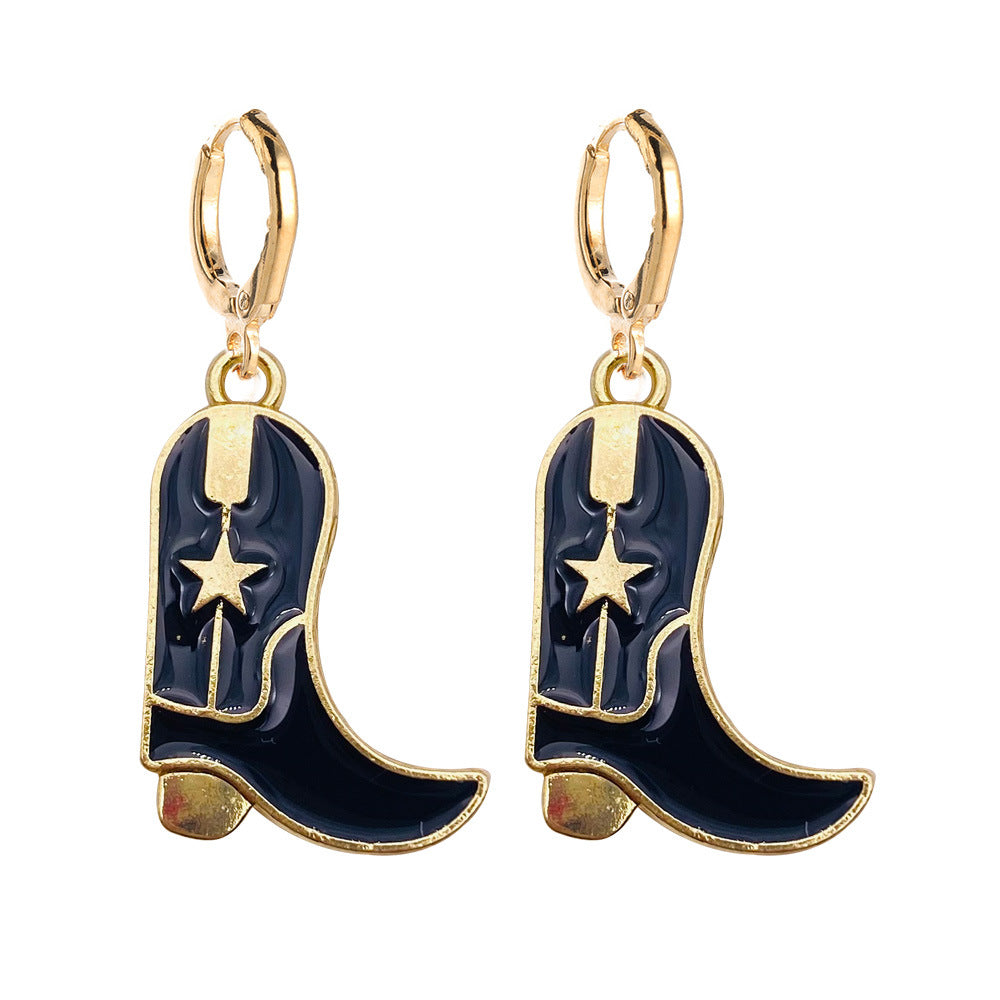 Cowboy Boot Fashion Hat Alloy Drop Earrings