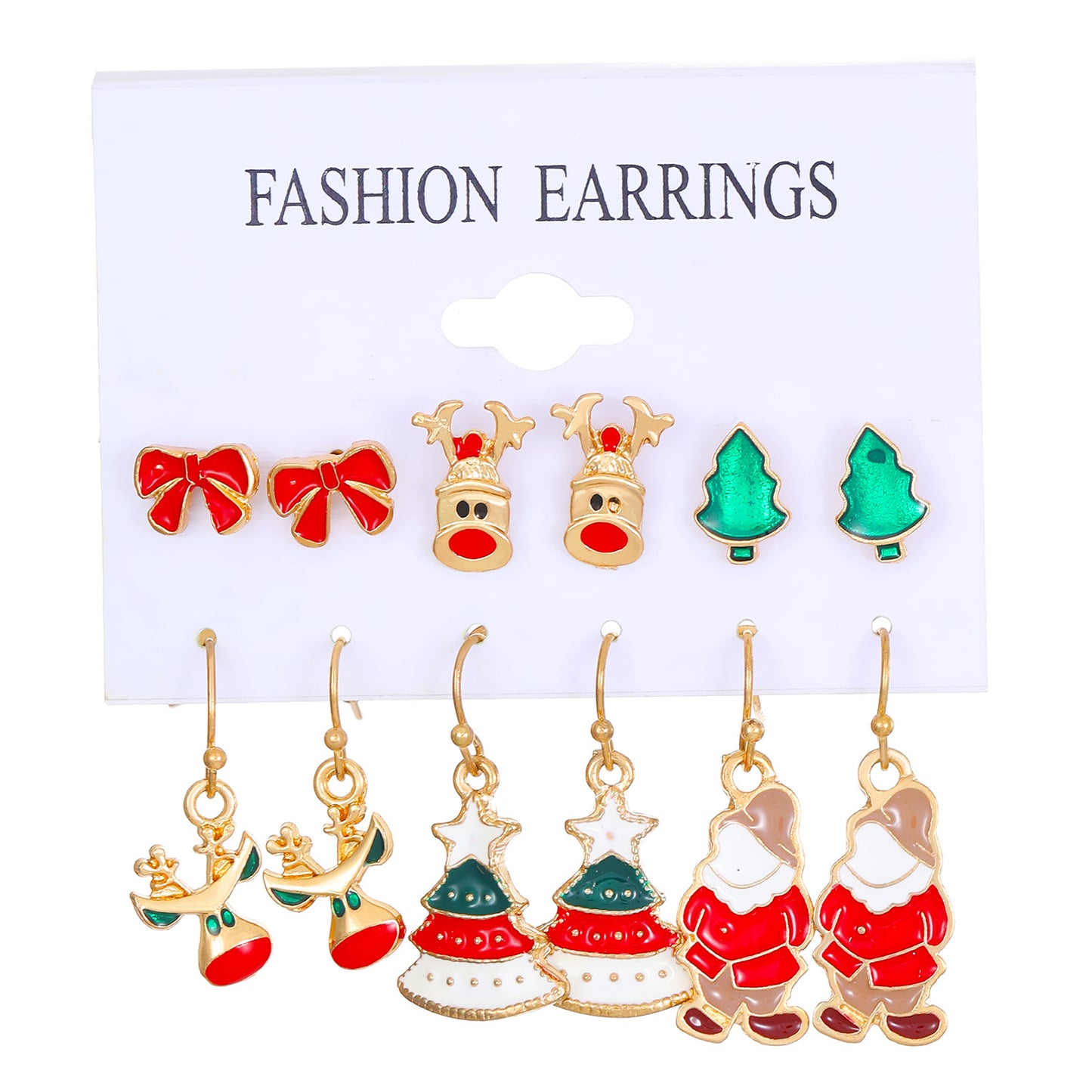 Women's Christmas Suit Drop Oil Jingling Bell Elk Tree Earings Earrings