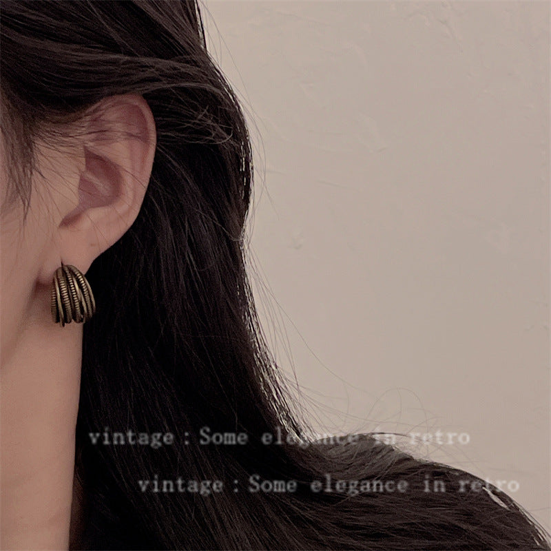 Vintage Niche Design Exaggerated Style Sier Earrings