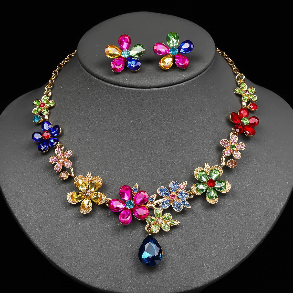 Exaggerated Alloy Suite Bridal Wedding Full Rhinestone Jewelry Set