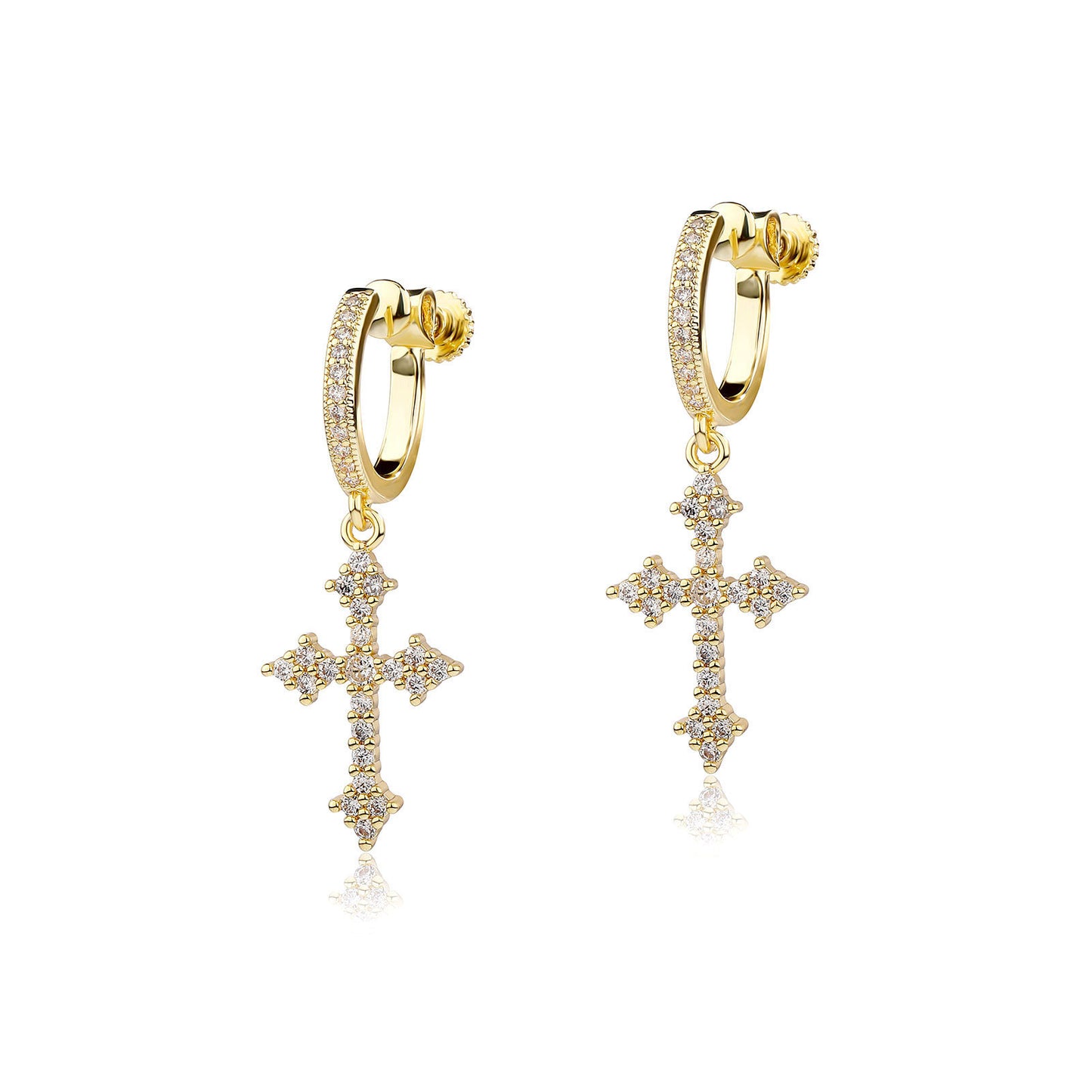 Men's Micro Inlaid Zirconium Diamond Cross For Ear Clip