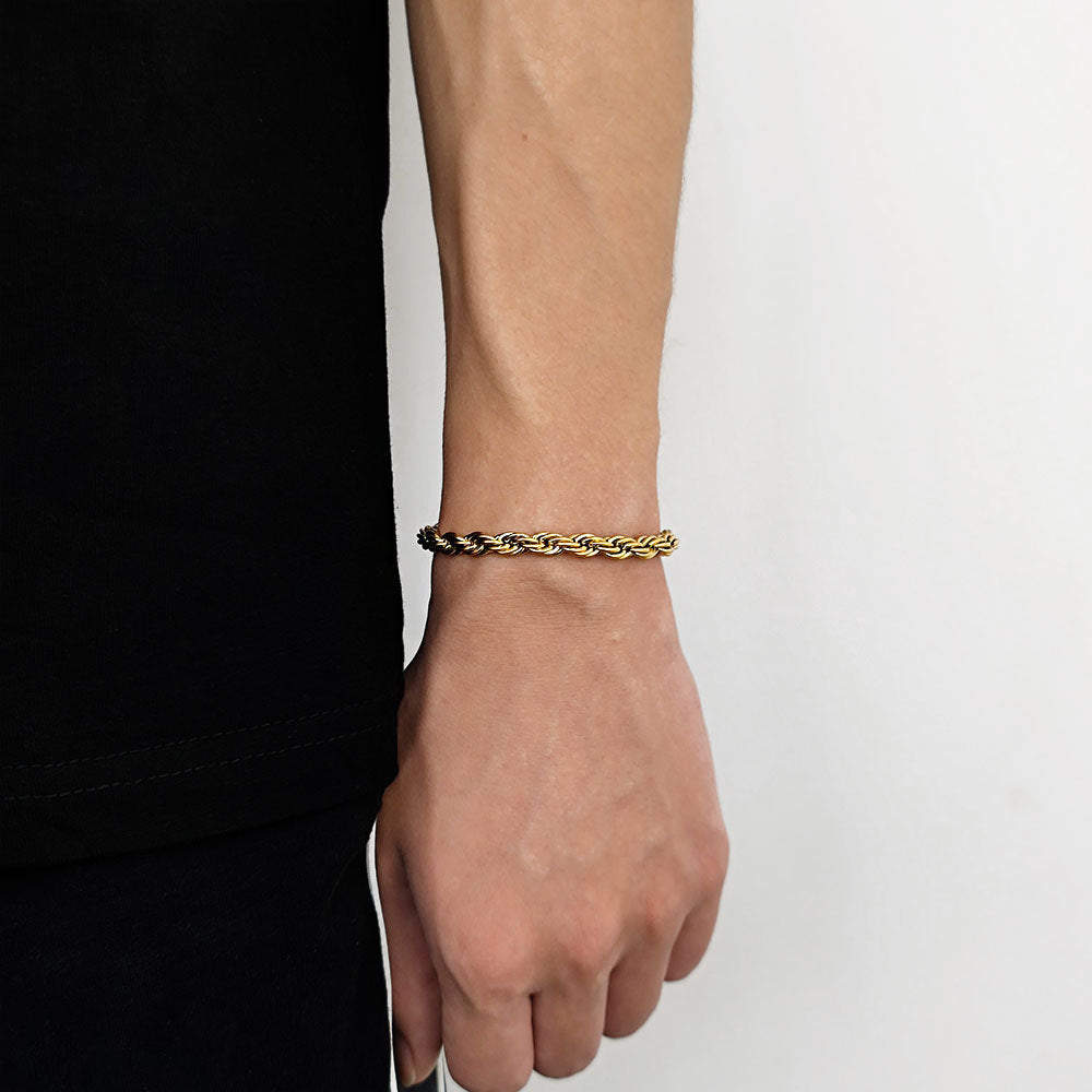 Bracelets de mode en chaîne de fleurs de chanvre en acier inoxydable pour hommes