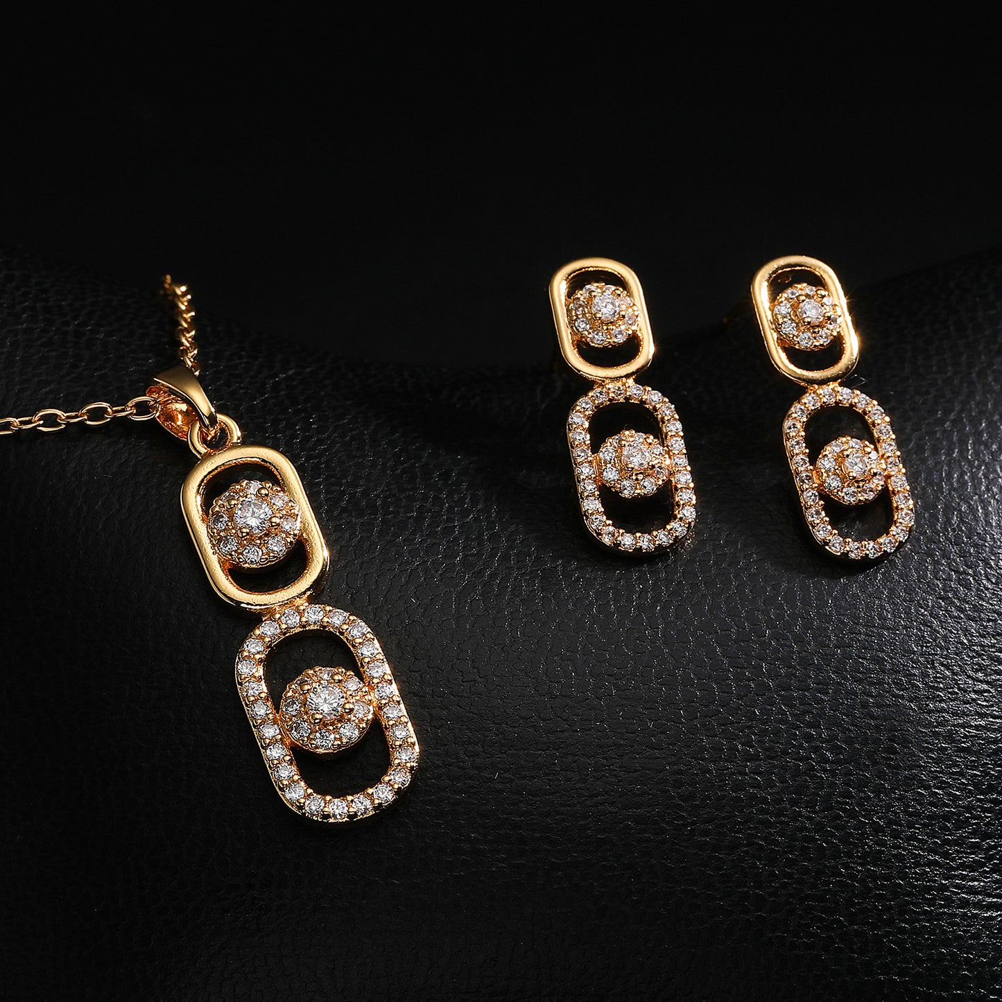 Copper Plated Gold Combination Fashion Versatile Jewelry Set