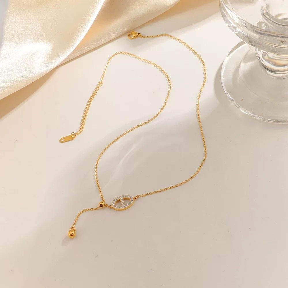 Women's Diamond Pig Nose Retractable Real Gold Electroplated Clavicle Chain Does Necklaces