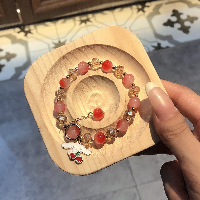 Bracelets cadeaux de dessin animé féminin en perles faites à la main en cristal