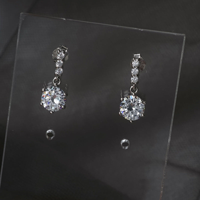 Women's Gang Drill For Summer Simple And Compact Rhinestone Zircon Earrings