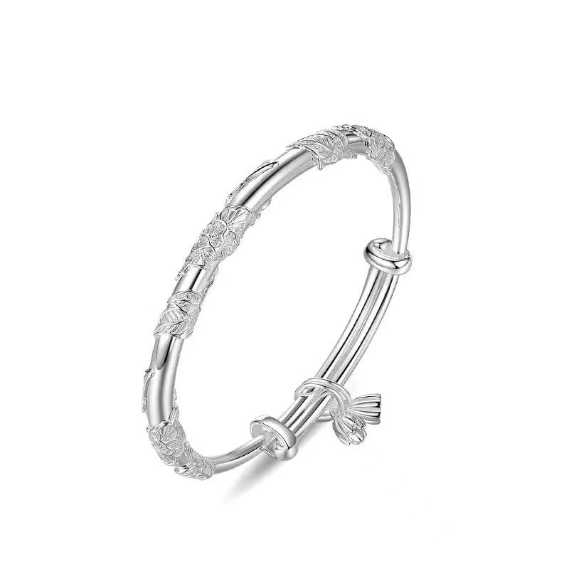 Like Brocade Sier Female Telescopic Push Pull Ancient Style Happy Bracelets