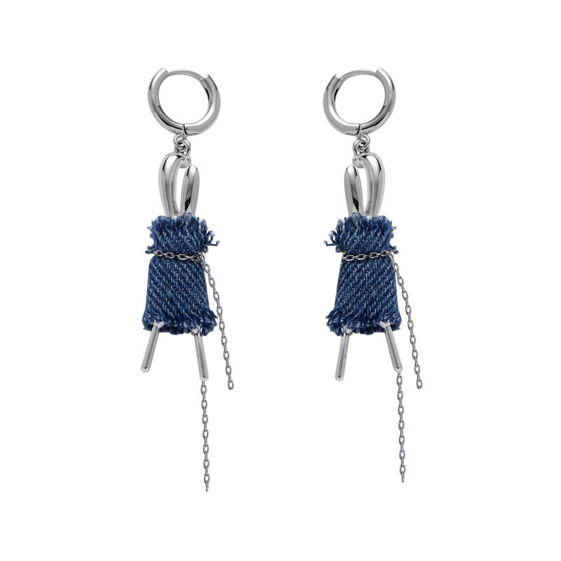 Women's Denim Series High-grade Design Temperamental Tassels Earrings