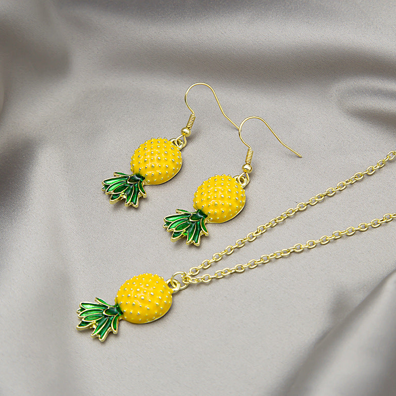 Fresh Fruit Pineapple And Set Sweet Necklaces