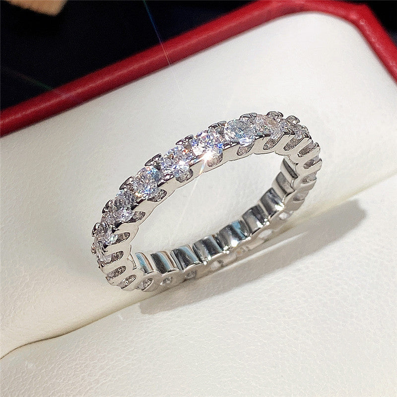Women's Light Luxury Full Circle Over Inlaid Zircon Ring