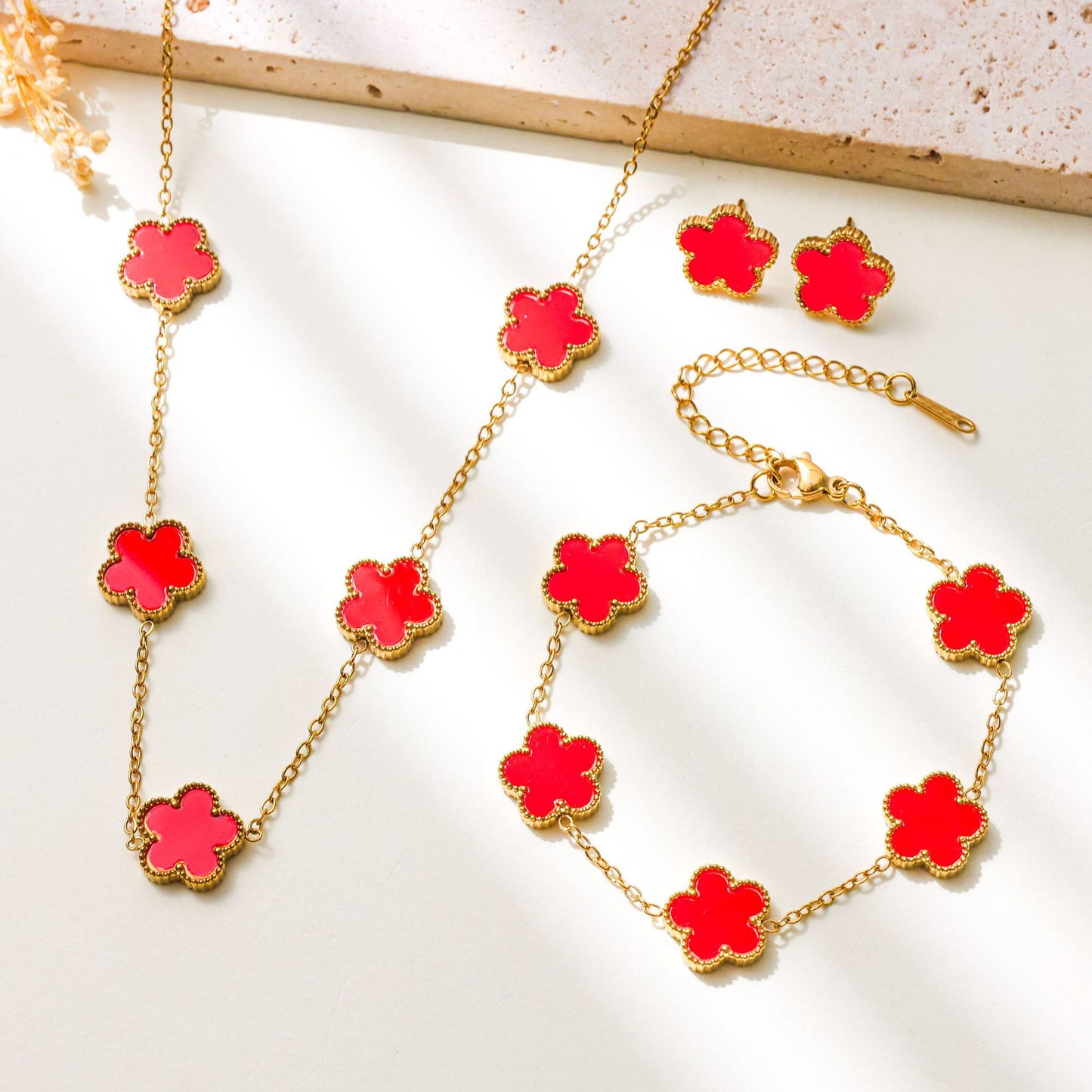 Parthenocissus Grass Stainless Steel Fashion Commuter Jewelry Set