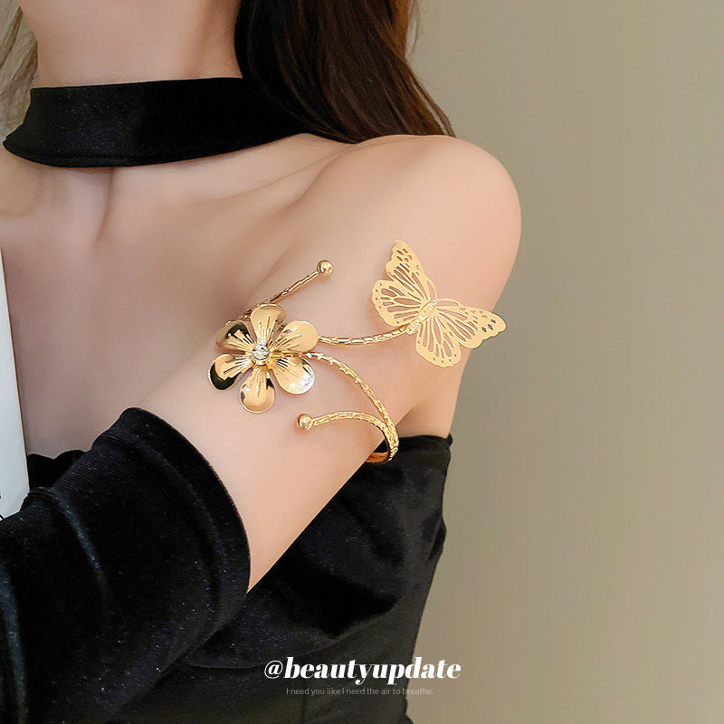 Flower Butterfly Metal Cold Style High-grade Temperament Exaggerated Bracelet