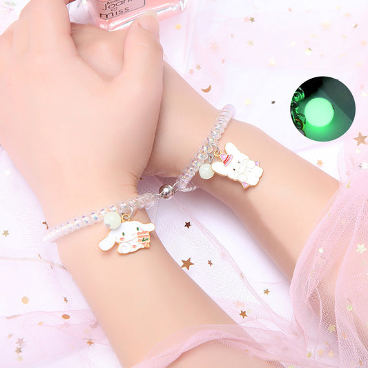 Luminous Suction Cartoon Good Friends Mermaid Sisters Rings