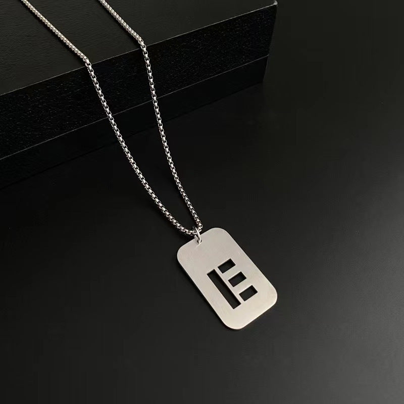 Men's Titanium Steel Female Letter Nameplate Pendant Necklaces