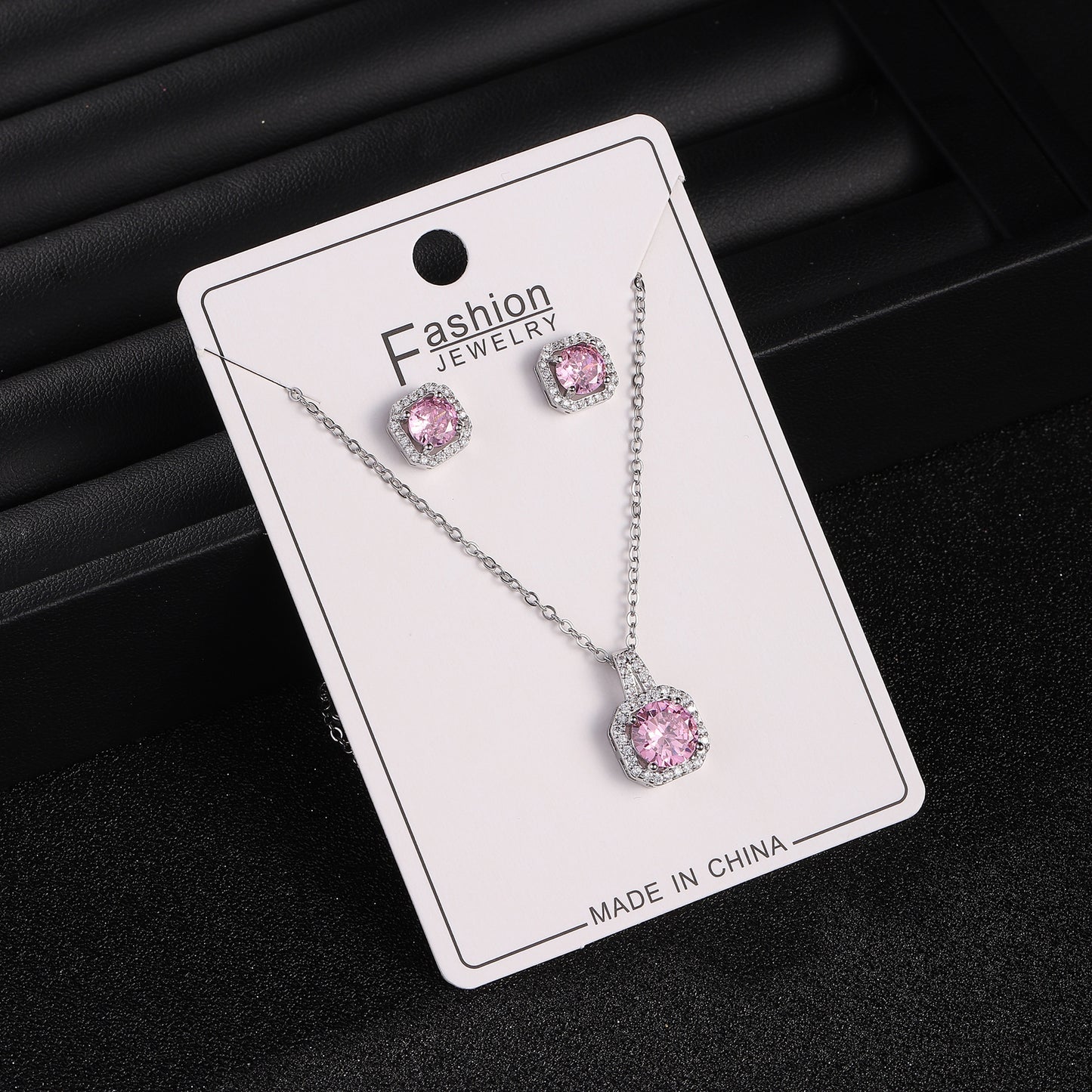 Live Broadcast Zircon Full Diamond Perfume Bottle Square Bag Earings Jewelry Set