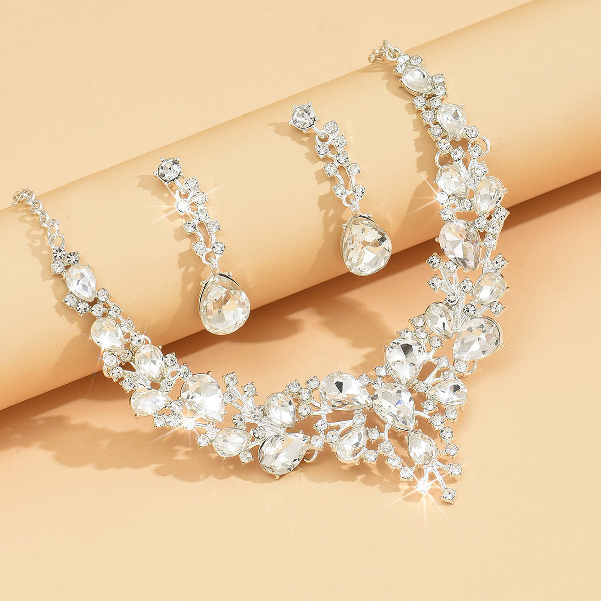 Women's Bridal Rhinestone Crystal Suite Ball Garment Jewelry Set
