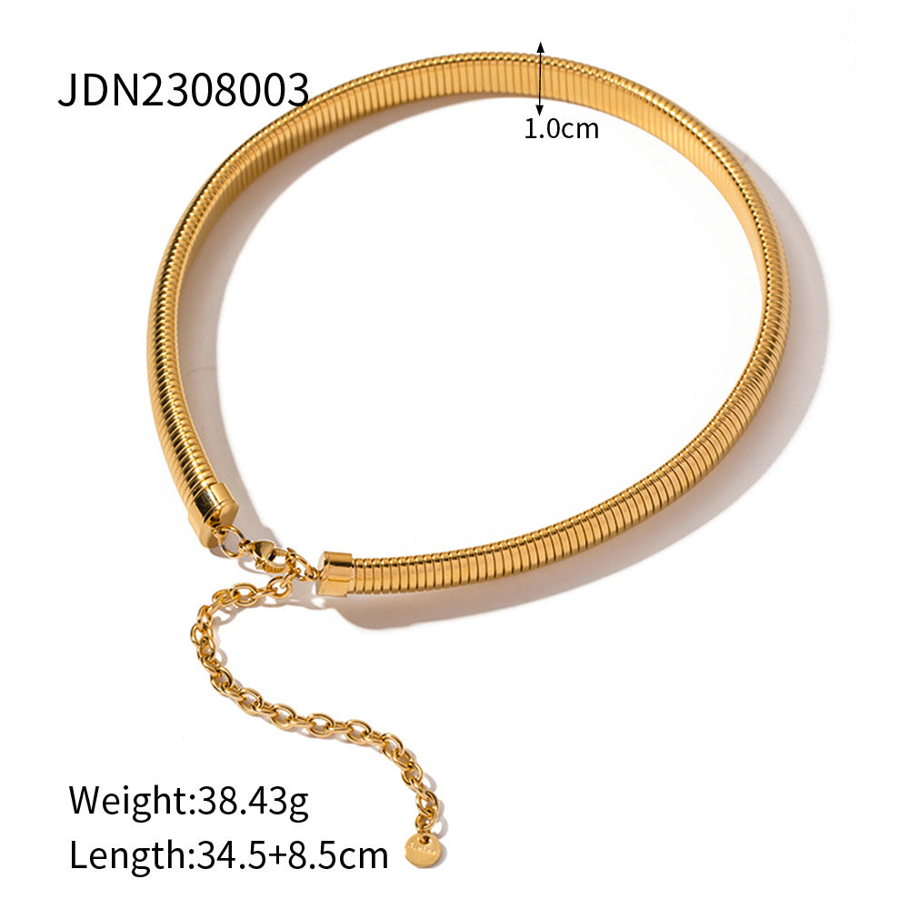 Steel Single-layer Elastic Snake Chain Collar Bracelets